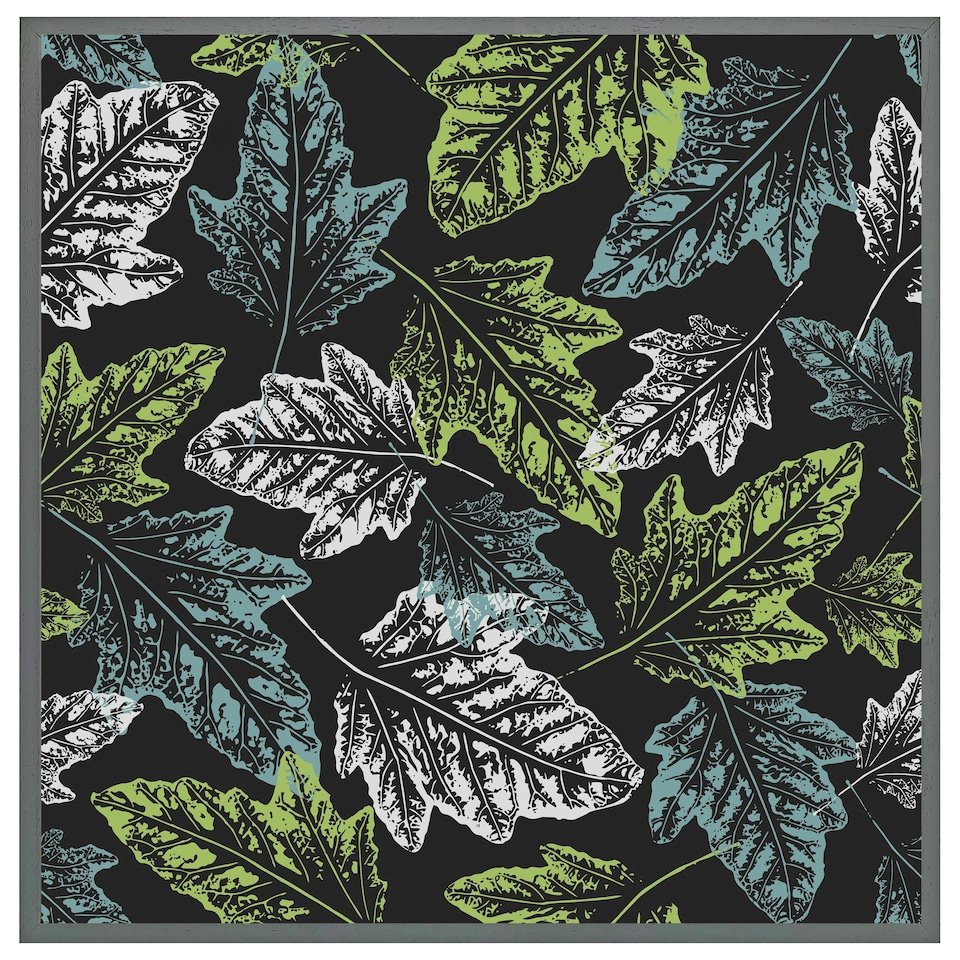 image 1 of Leaf print on dark bachground (Picture Frame) Black | S