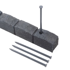 Recycled Rubber Roman Stone Garden Border 1.2m - Grey - Pack of 20 | Grey | Grey | 20 pack