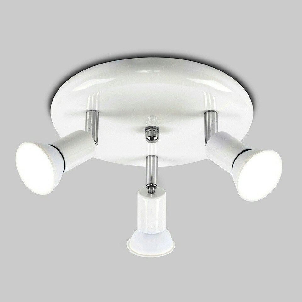 image 1 of ValueLights Round Gloss White Spotlight and GU10 Spotlight LED 5W Cool White 6500K Bulb White