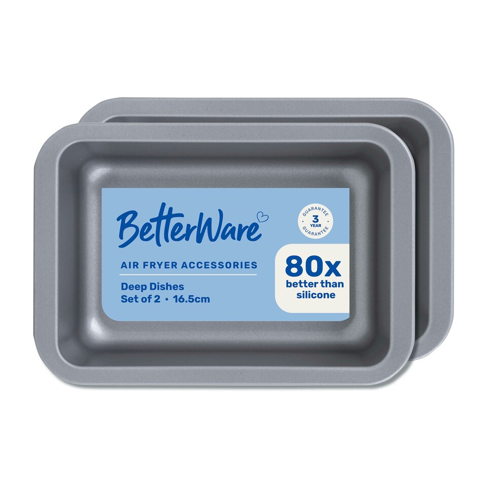 image 1 of BetterWare Air Fryer Accessories Set of 2 x 16.5cm Rectangular Dishes