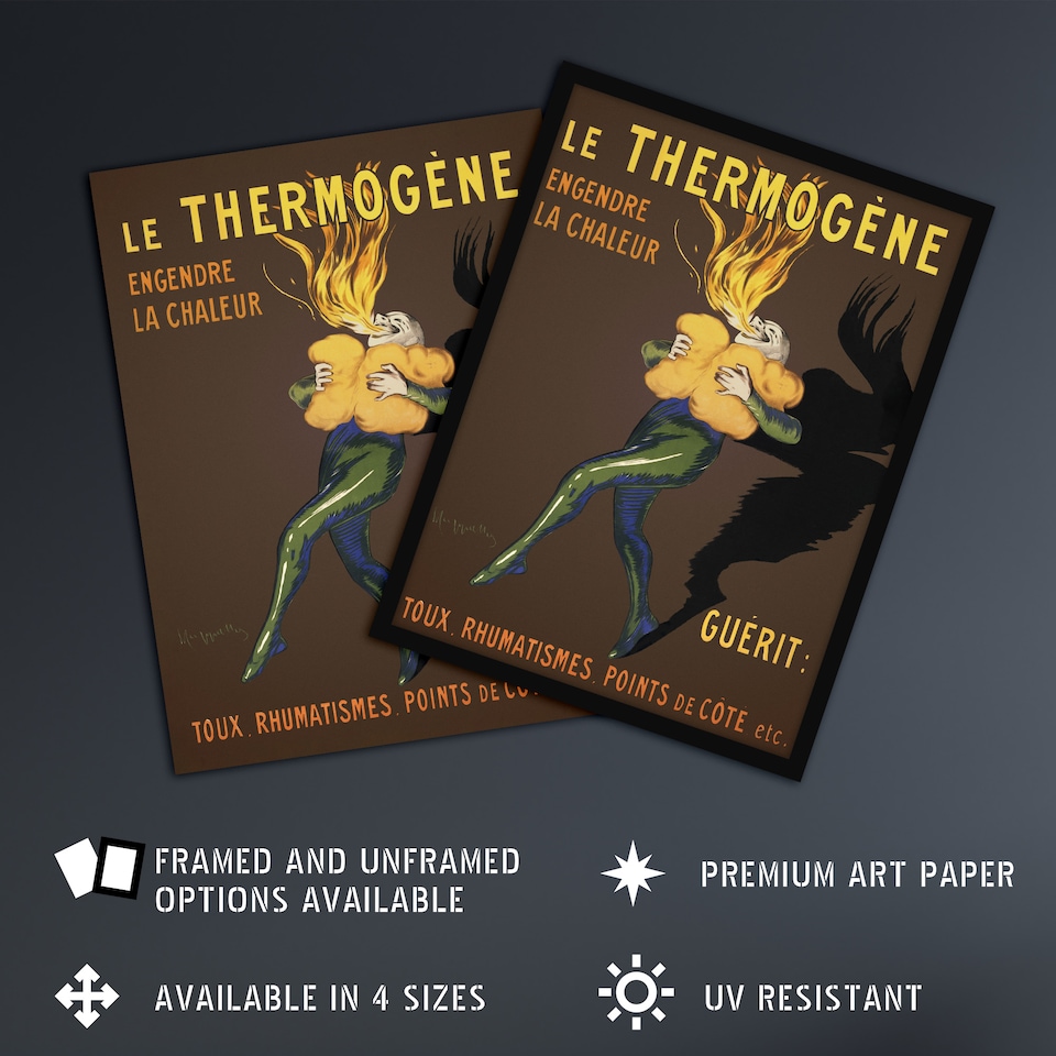 image 1 of Le Thermogene French Advert Vintage Framed Wall Art Print Cappiello 12x16"