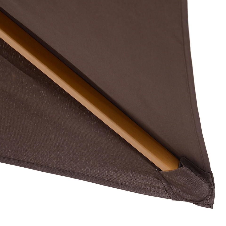 image 1 of Outsunny Wooden Garden Parasol Sun Shade Patio Umbrella Canopy Dark Coffee