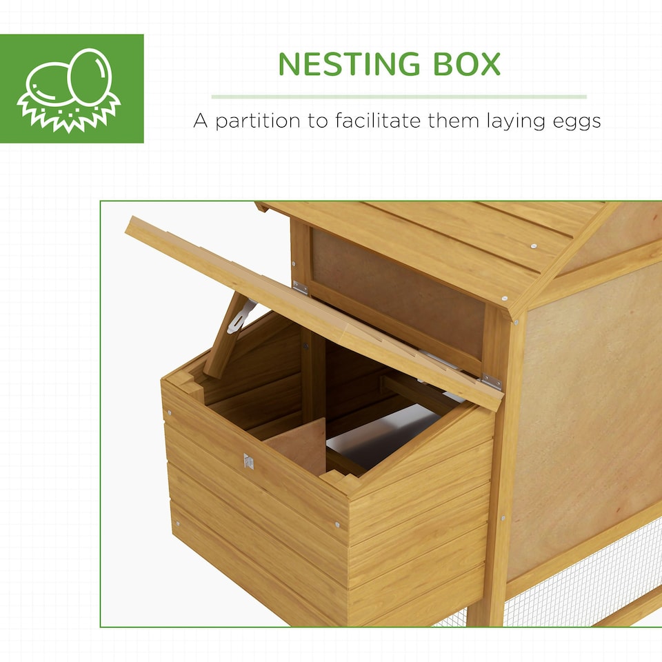 image 1 of PawHut Chicken Coop Hen Cage Small Animal Hutch Nesting Box Outdoor Run Natural