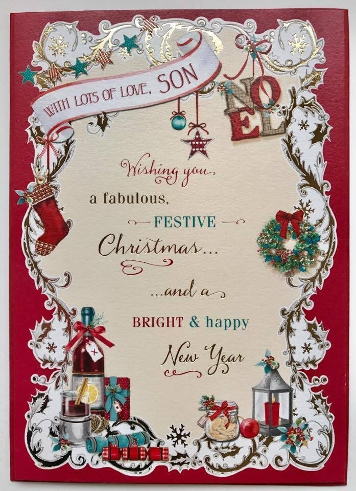 image 1 of Nice Verse & Gold Foil Quality Greeting Card With Lots of Love - SON