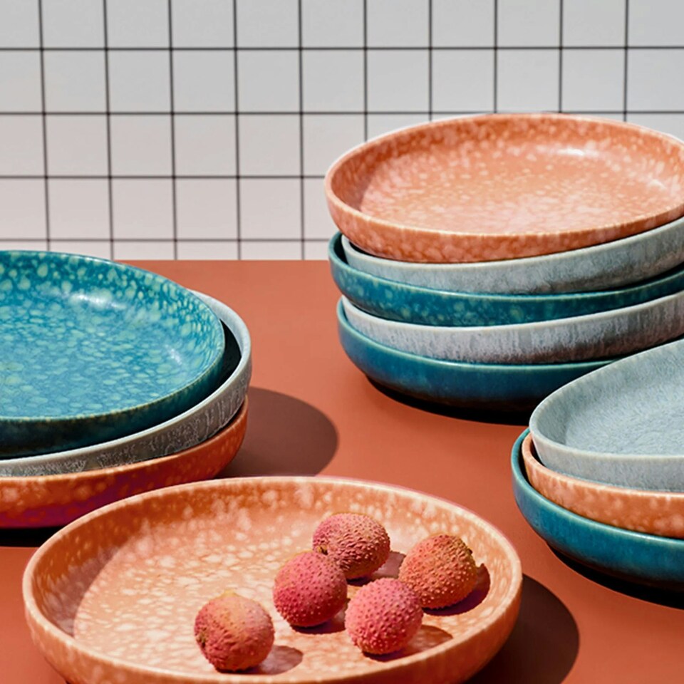 image 1 of Curateology LoHo Set of 4 Stoneware Cereal Bowls 21.5cm - Reactive Glaze Cloud Grey