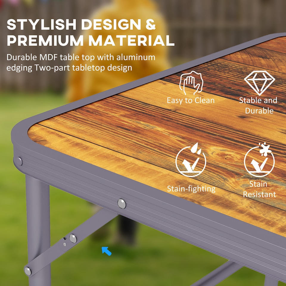 image 1 of Outsunny 3ft Folding Camping Table Height Adjustable Aluminium Outdoor Garden Party Picnic BBQ Trestle Table Field Kitchen