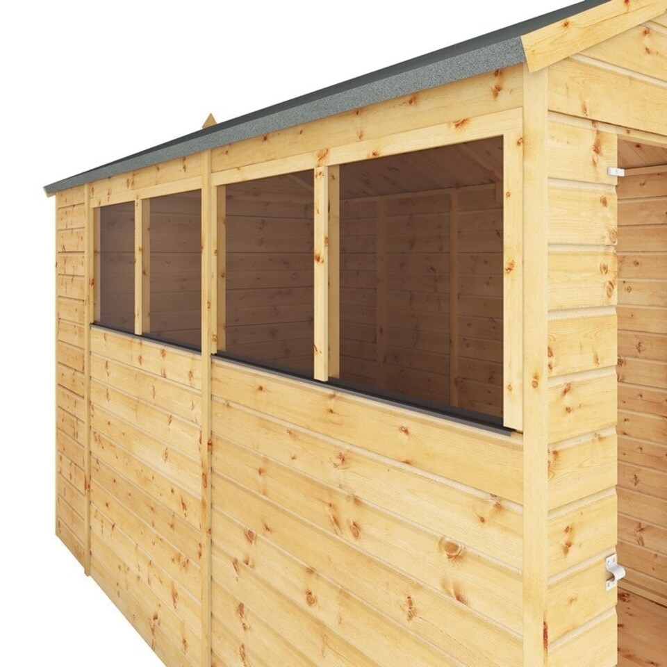 image 1 of 10 x 6 Feet Shiplap Apex Shed - Timber - L296.6 x W190.5 x H222.2 cm - Brown Brown