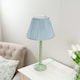 image 2 of ValueLights Bobbles Sage Green Table Lamp Blue Pleat Shade & Bulb | Blue