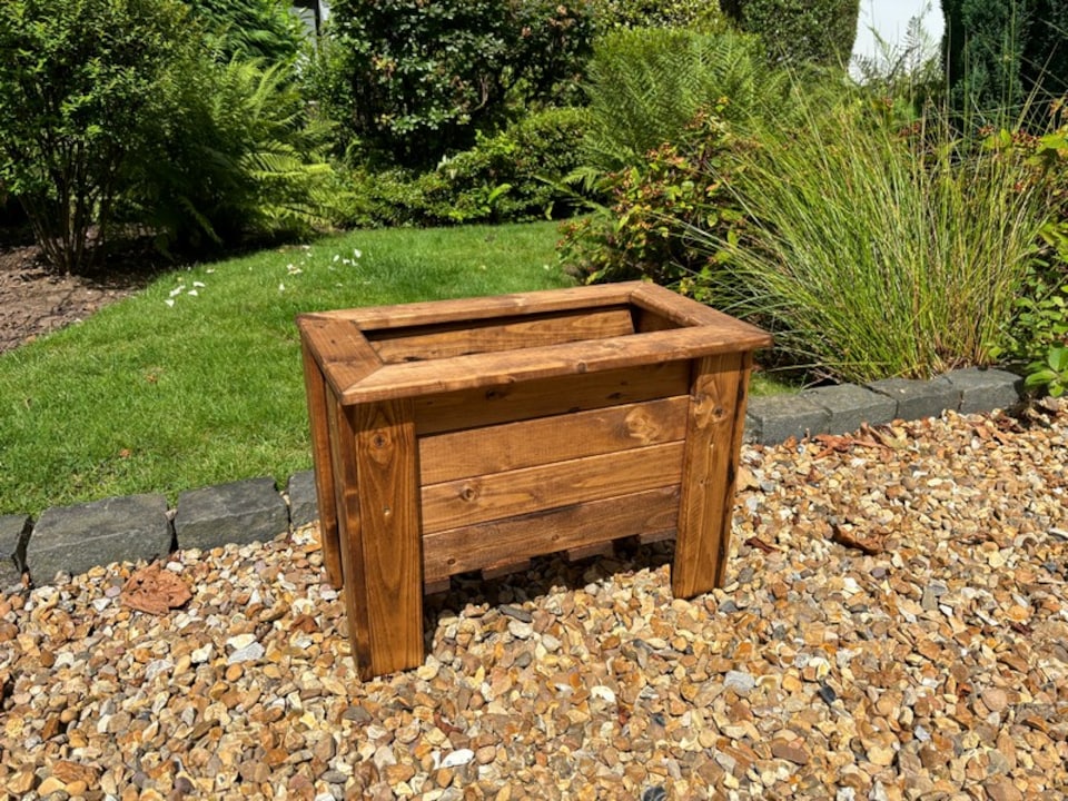 image 1 of Prestbury Raised Rectangular Regular Trough - Timber - L33 x W57 x H42 cm - Minimal Assembly Required | Brown