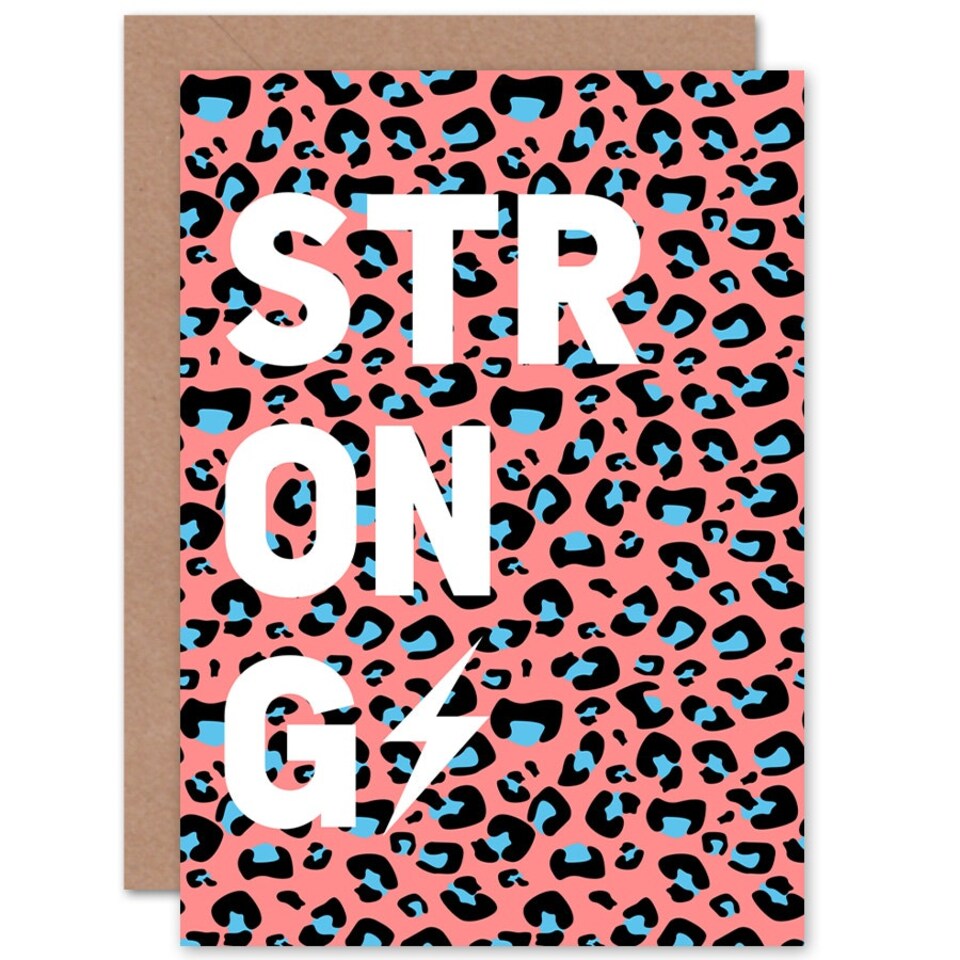 image 1 of Coral Strong Words Leopard Quote Card