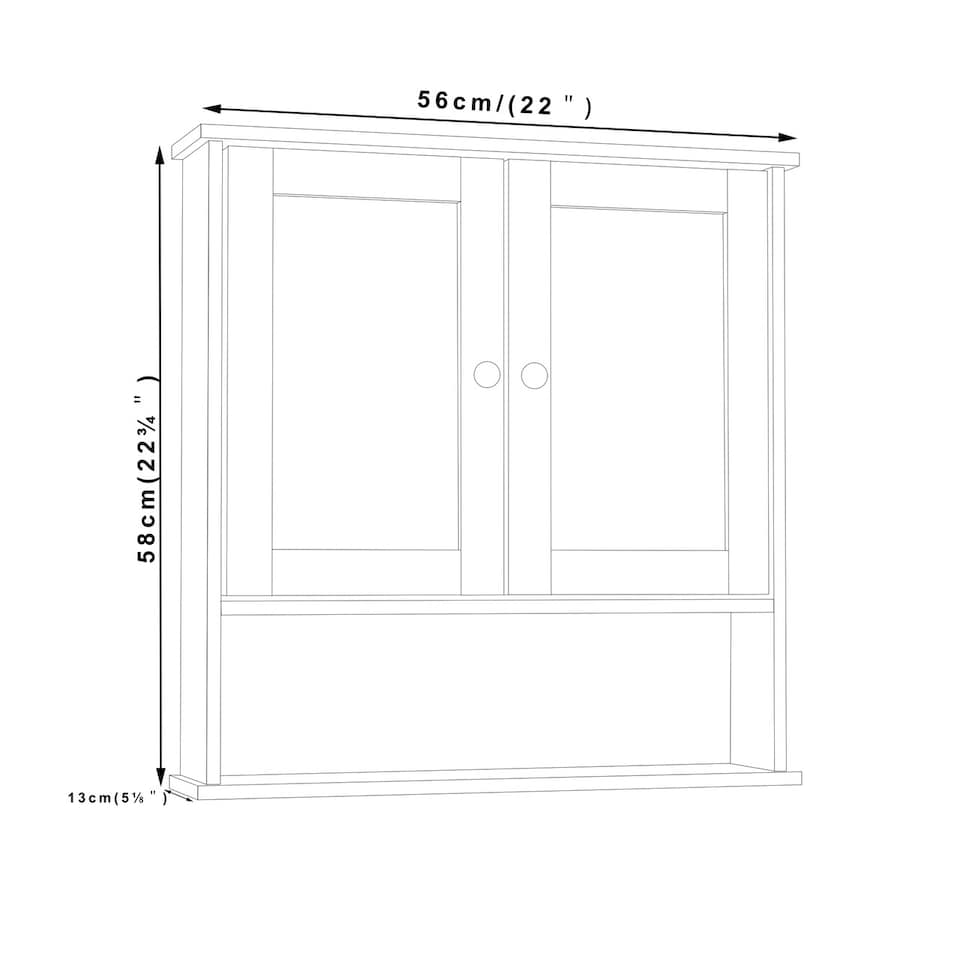 image 1 of Wall Mirror Cabinet | Brown | 64 x 12 x 34 | 1
