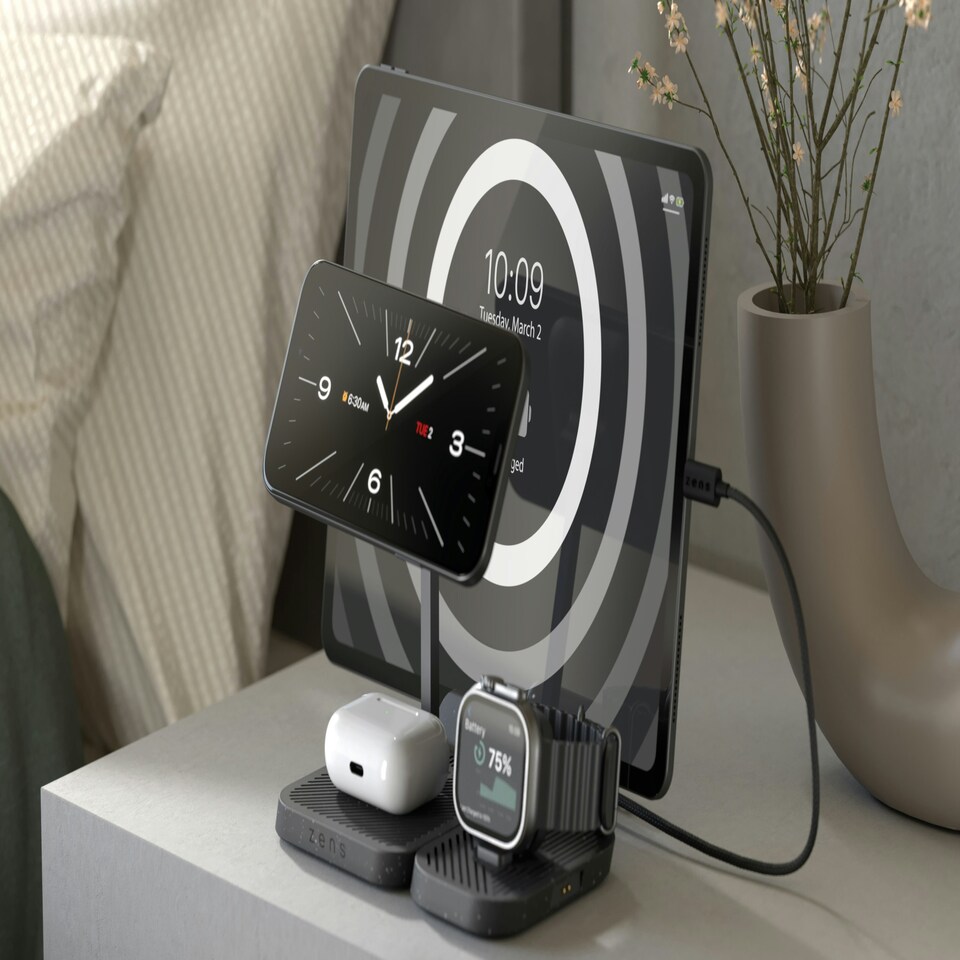 image 1 of Zens 4-in-1 Modular Wireless Charging Station (incl. Wall Charger) - black