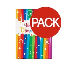 Unique Party Joyeux Anniversaire Rainbow Ribbons Invitations (Pack of 8) - Multicoloured - One Size