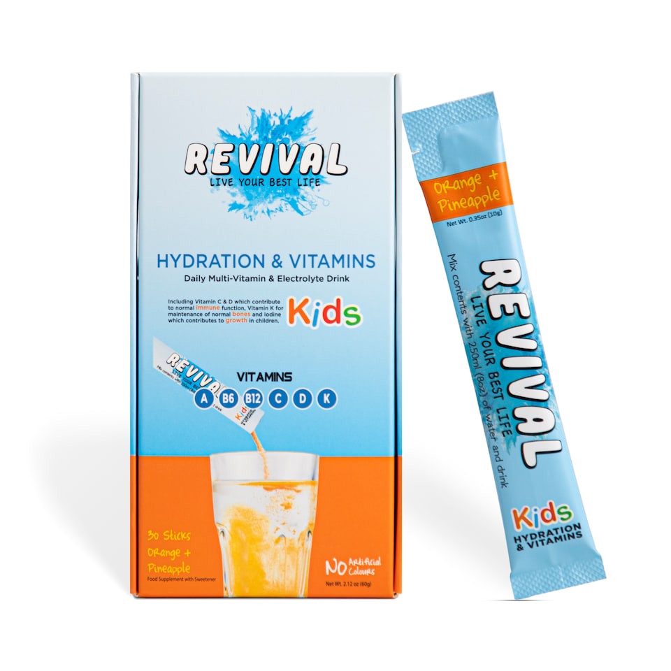 image 1 of Revival KIDS - Daily Multi-Vitamin & Electrolyte Drink - Orange & Pineapple 30 pack