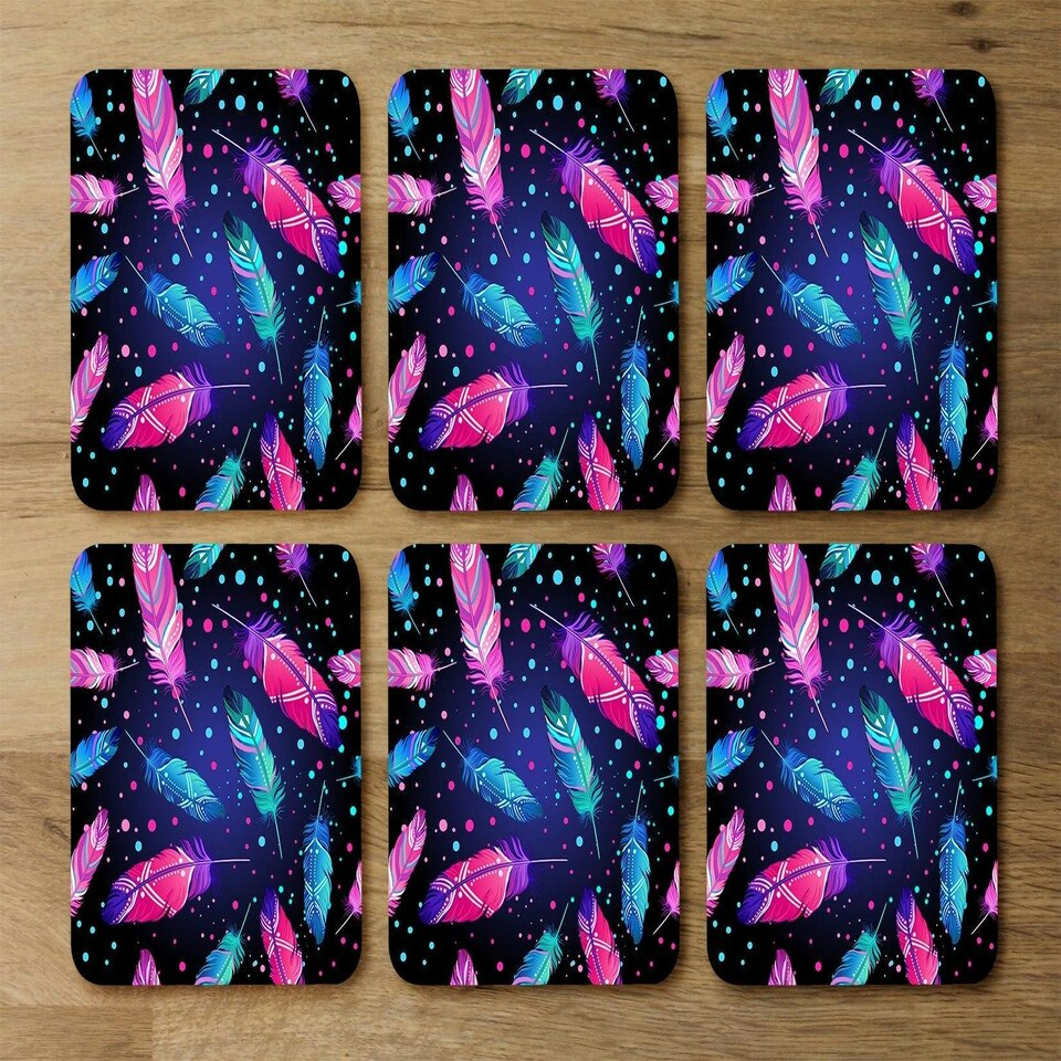 image 1 of Painted bird feathers (Coaster)