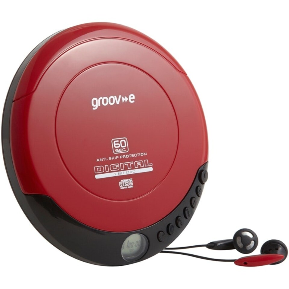 image 1 of Groov-e GVPS110/RD Retro Series Personal CD Player - Red
