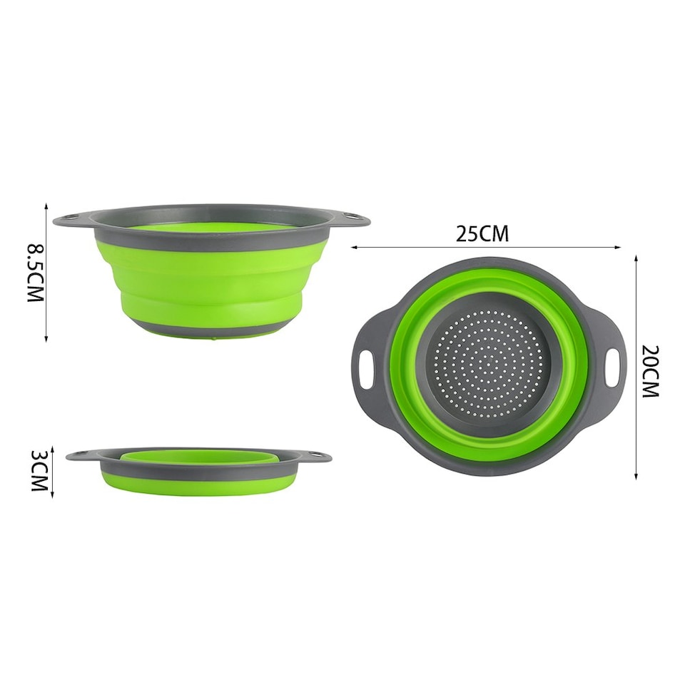image 1 of Living and Home Collapsible Kitchen Silicone Colander Strainer Bowl
