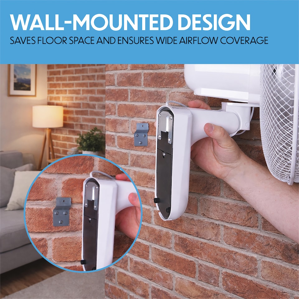 image 1 of Premier 18 inches Wall Fan with Remote 3 Speeds Oscillation 7.5hr Timer Adj. Head