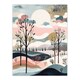 image 3 of Winter Countryside Landscape Boho Pink Black Framed Wall Art Print A4
