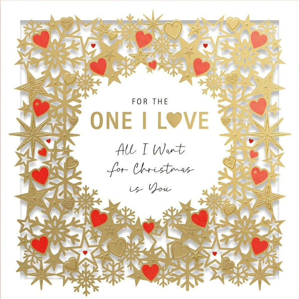 image 1 of 3D Cut Out One I Love All I Want Is You Luxury Christmas Card