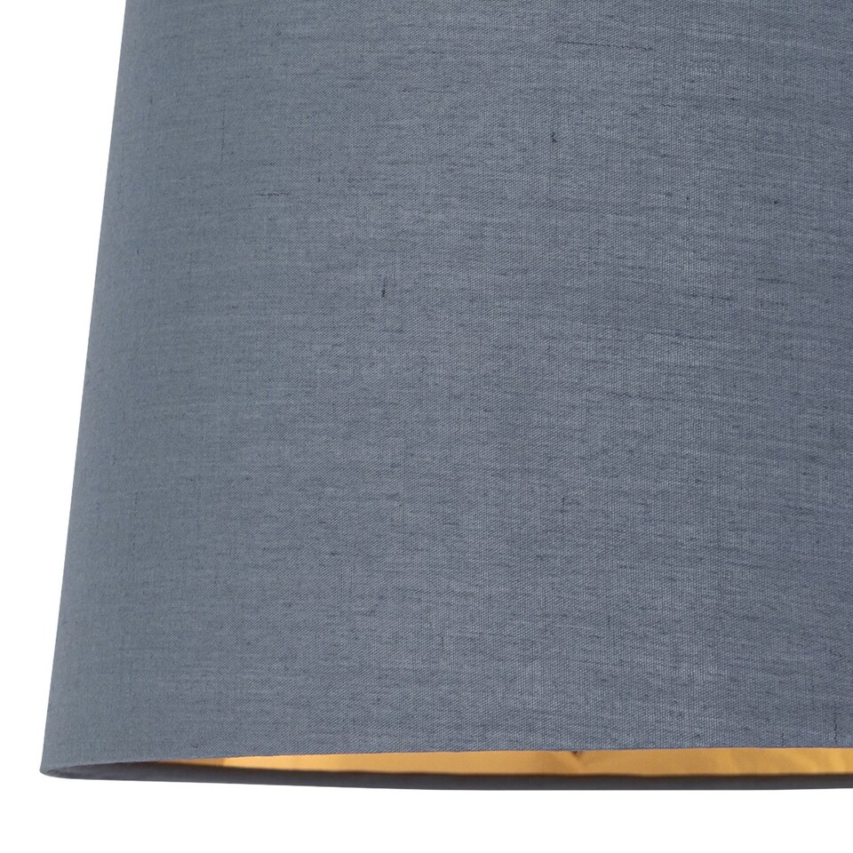 image 1 of Tripod - Chrome Lamp with Grey & Gold Fabric Shade | Chrome | Grey | Large | 1