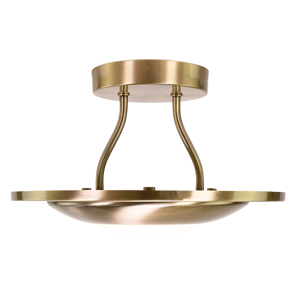 image 1 of Modernistic Semi Flush Energy Saving LED Ceiling Light Fitting in Antique Brass | Gold