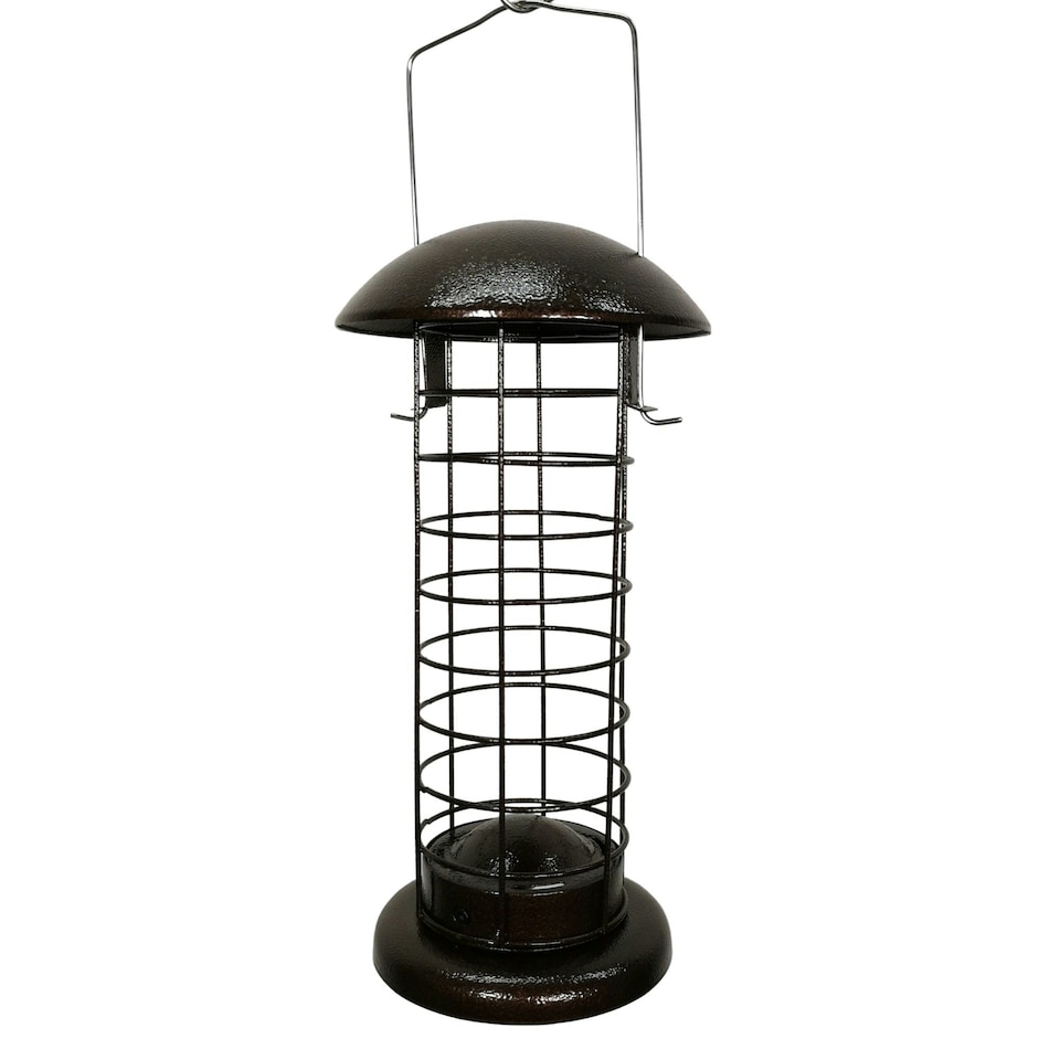 image 1 of Giant Heavy Duty Flick Top Garden Wild Bird Hanging Copper Effect Metal Fat Ball Feeder