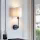 image 3 of Sancerre Wall Lamp with Shade Matt Black, Vintage White Fabric, 1x E14