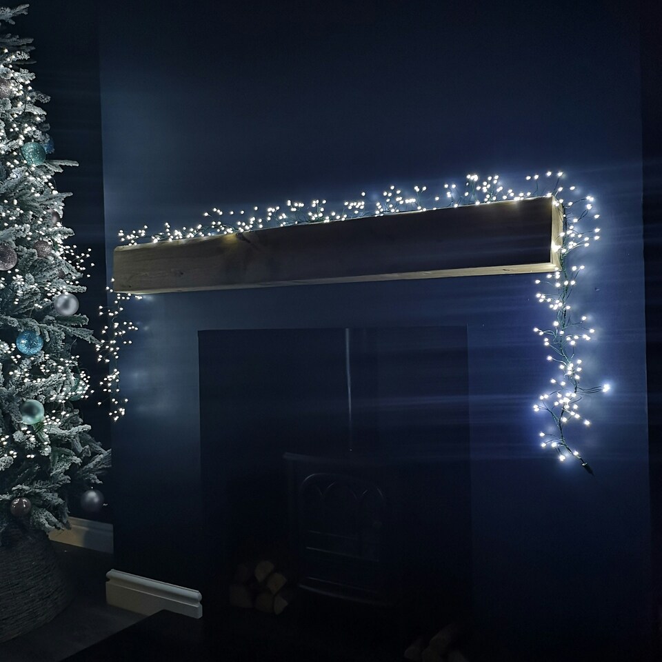 image 1 of 2.7m White LEDs Green Garland Wire Light Christmas Decoration with Timer