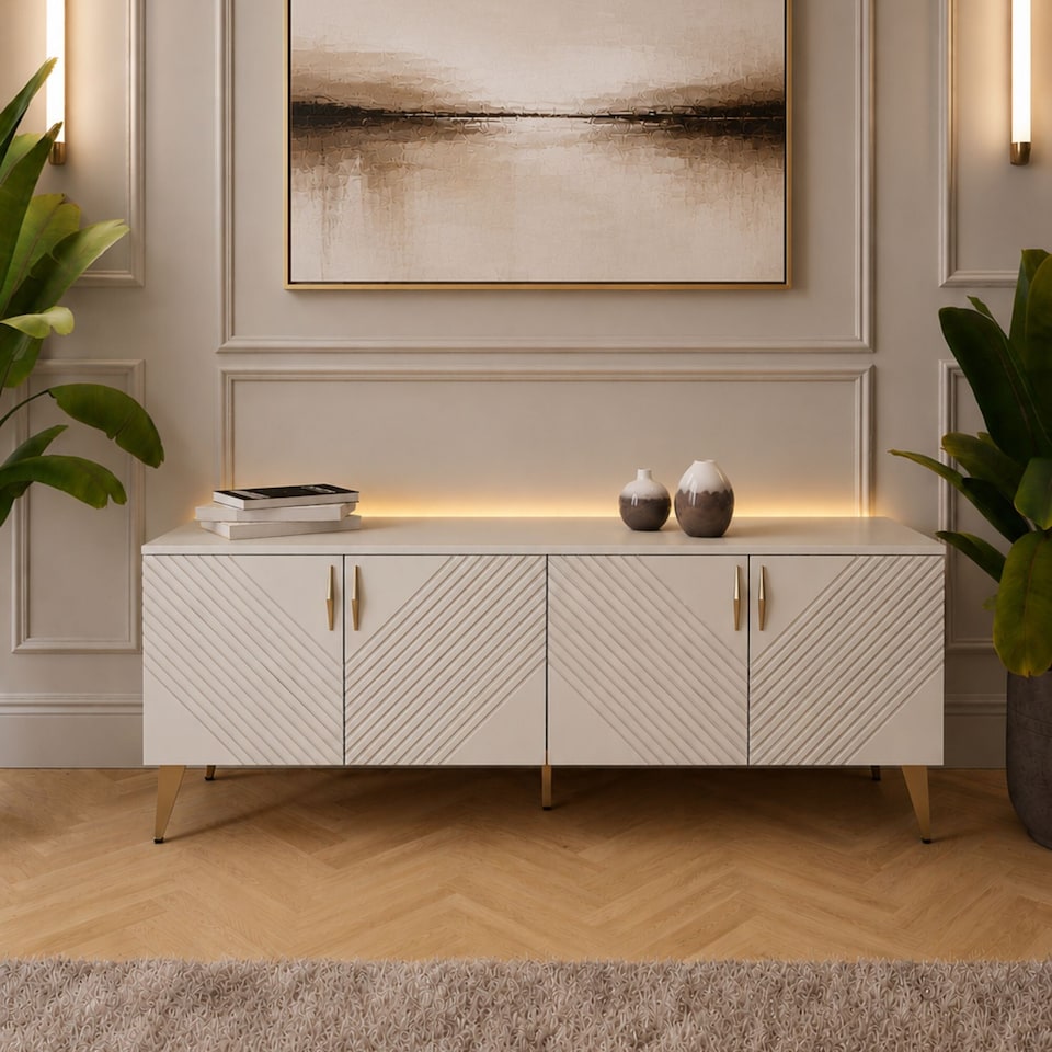 image 1 of Frank Olsen Ava 1500 TV Cabinet | White | White | 2