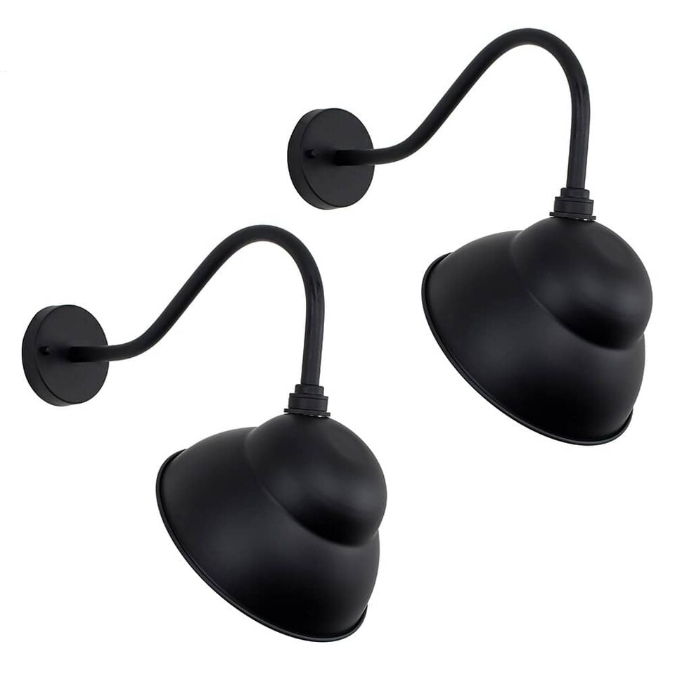 image 1 of ValueLights Porter Pair of Black IP23 Outdoor Wall Lantern | Black
