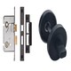 image 3 of Golden Grace Leon Straight Design Bathroom Door Handles in Matt Black Finish with Matching Lock and Thumbturn | Black | 1 Set