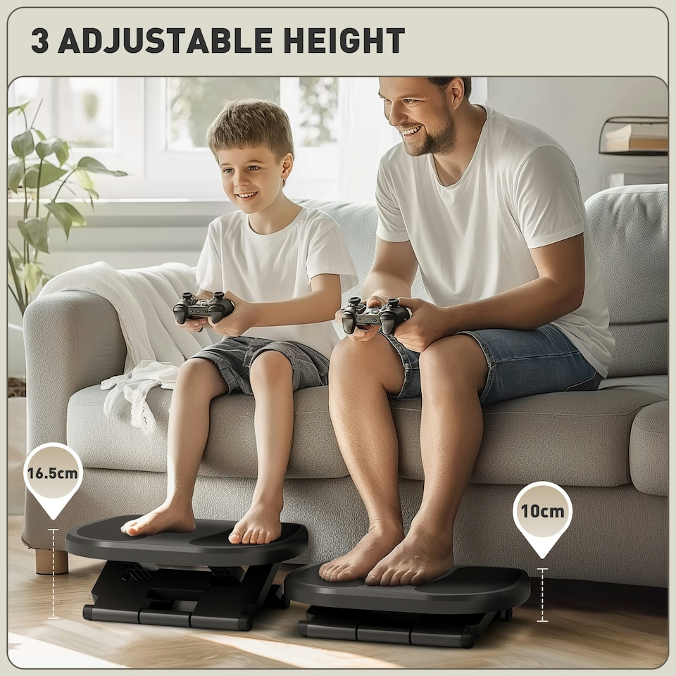 image 1 of HOMCOM Adjustable Under-Desk Footrest Height Angle Tilt Anti-Slip, Grey 