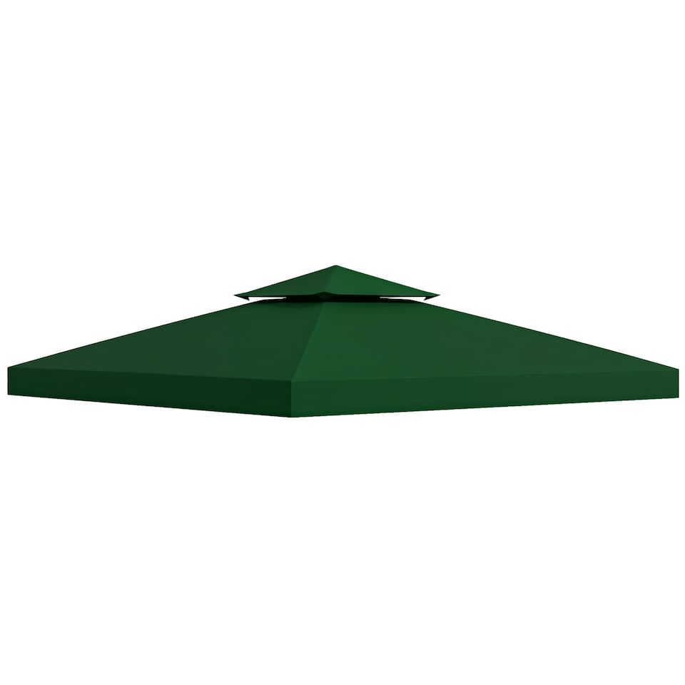 image 1 of Outsunny 3(m) 2 Tier Garden Gazebo Top Cover Replacement Canopy Roof Dark Green