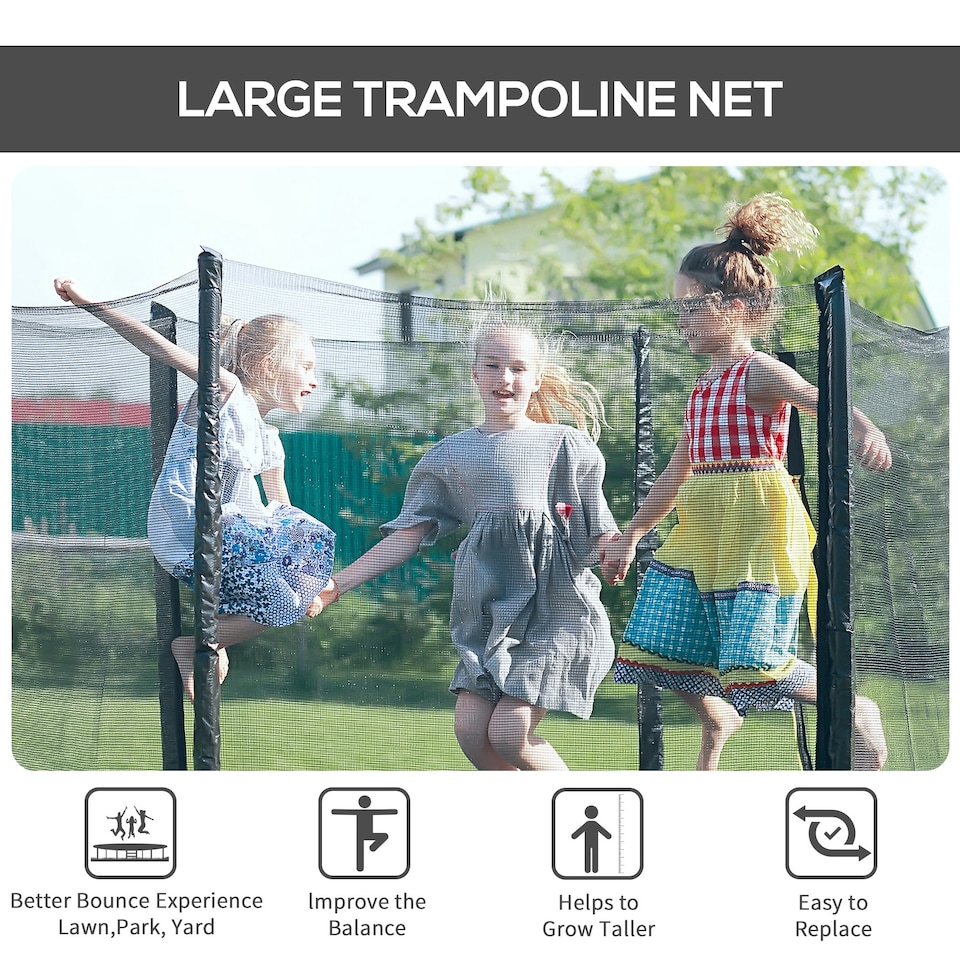 image 1 of HOMCOM 8' Trampoline Bounce Safety Fence Round Trampoline Enclosure Net 6 Poles