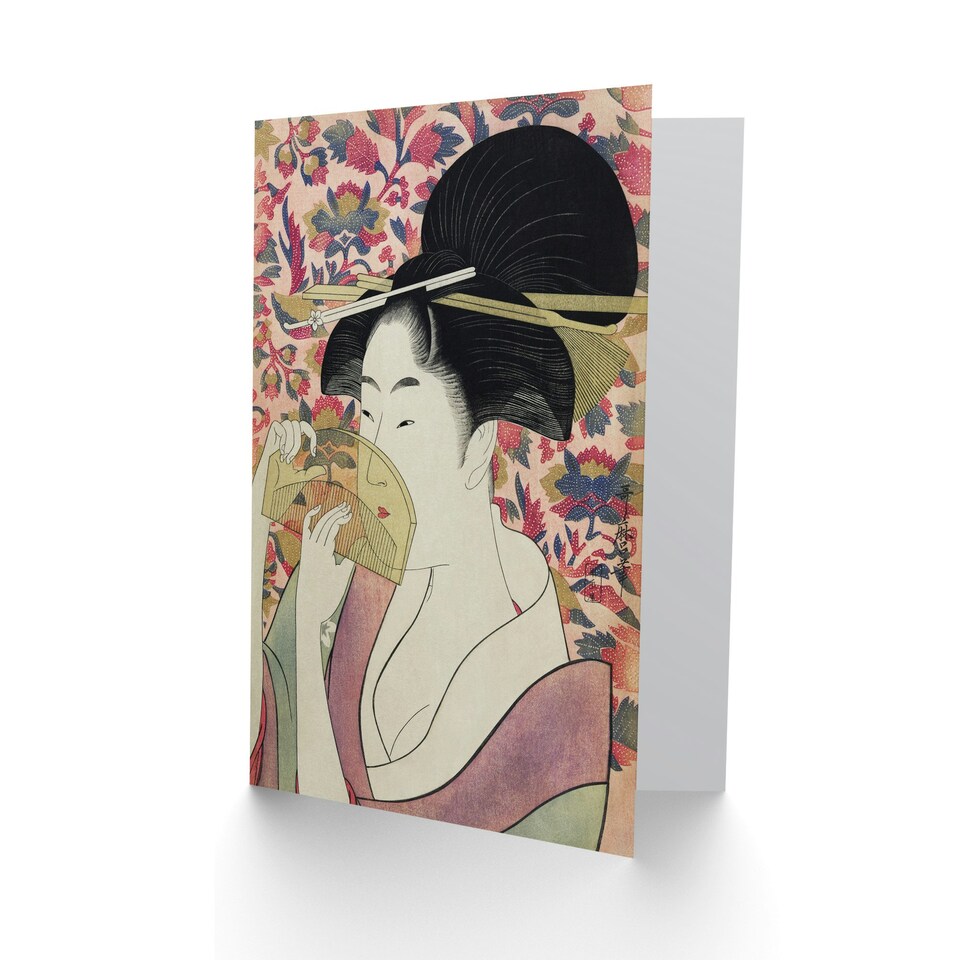 image 1 of Utamaro Kitagawa Japanese Art Card Woman With A Comb Portrait
