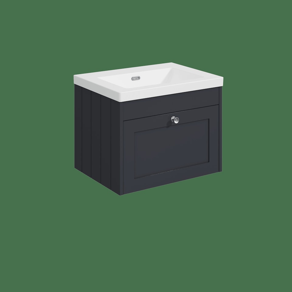 image 1 of Balterley Wall Hung 1 Drawer Unit with Minimalist Basin No Tap Hole | Grey | 431 x 600 x 453mm
