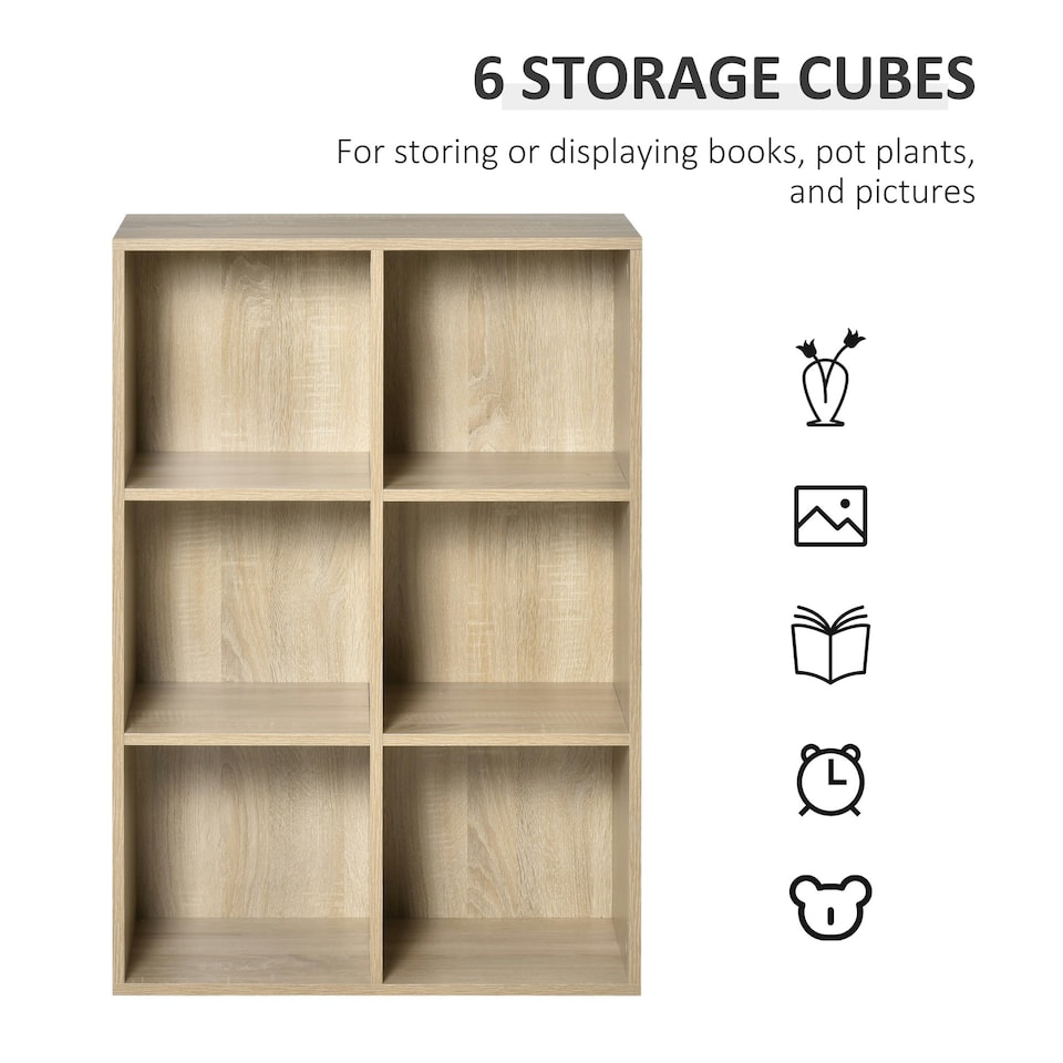 image 1 of HOMCOM Cubic Cabinet Bookcase Storage Shelves for Home Office, Oak