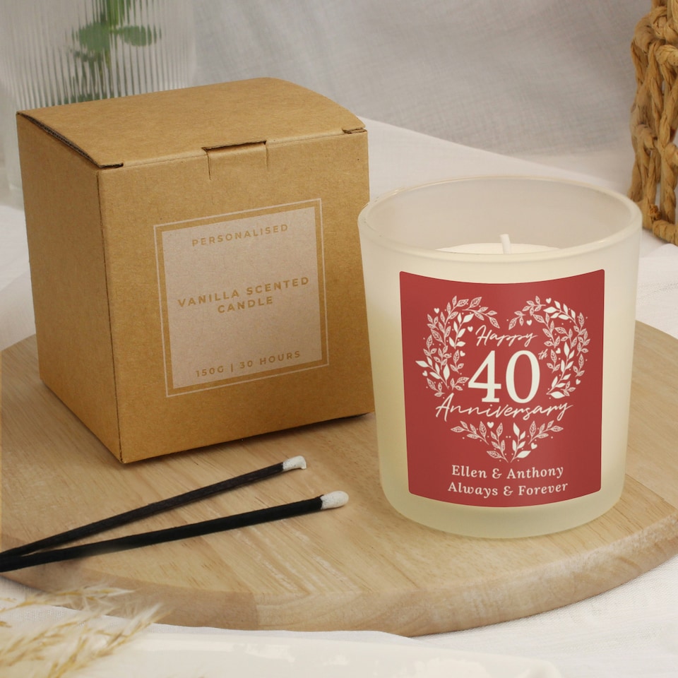 image 1 of Personalised 40th Ruby Wedding Anniversary Candle Jar Clear | One Size