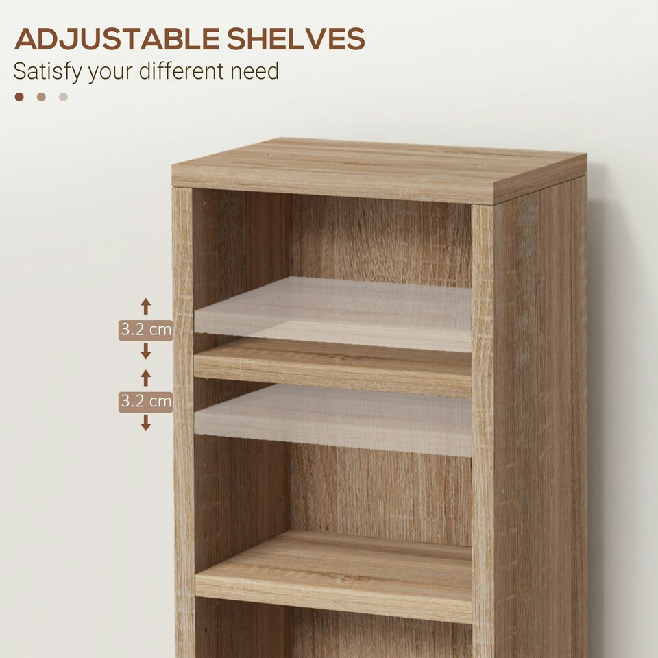 image 1 of HOMCOM Set of 2 CD Storage Units with Adjustable Shelves Natural