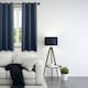 image 4 of Cobalt Dusty Blue Blackout Thermal Eyelet Curtains - 46 x 63 Inch Drop - 2 Panel | Blue | One Size