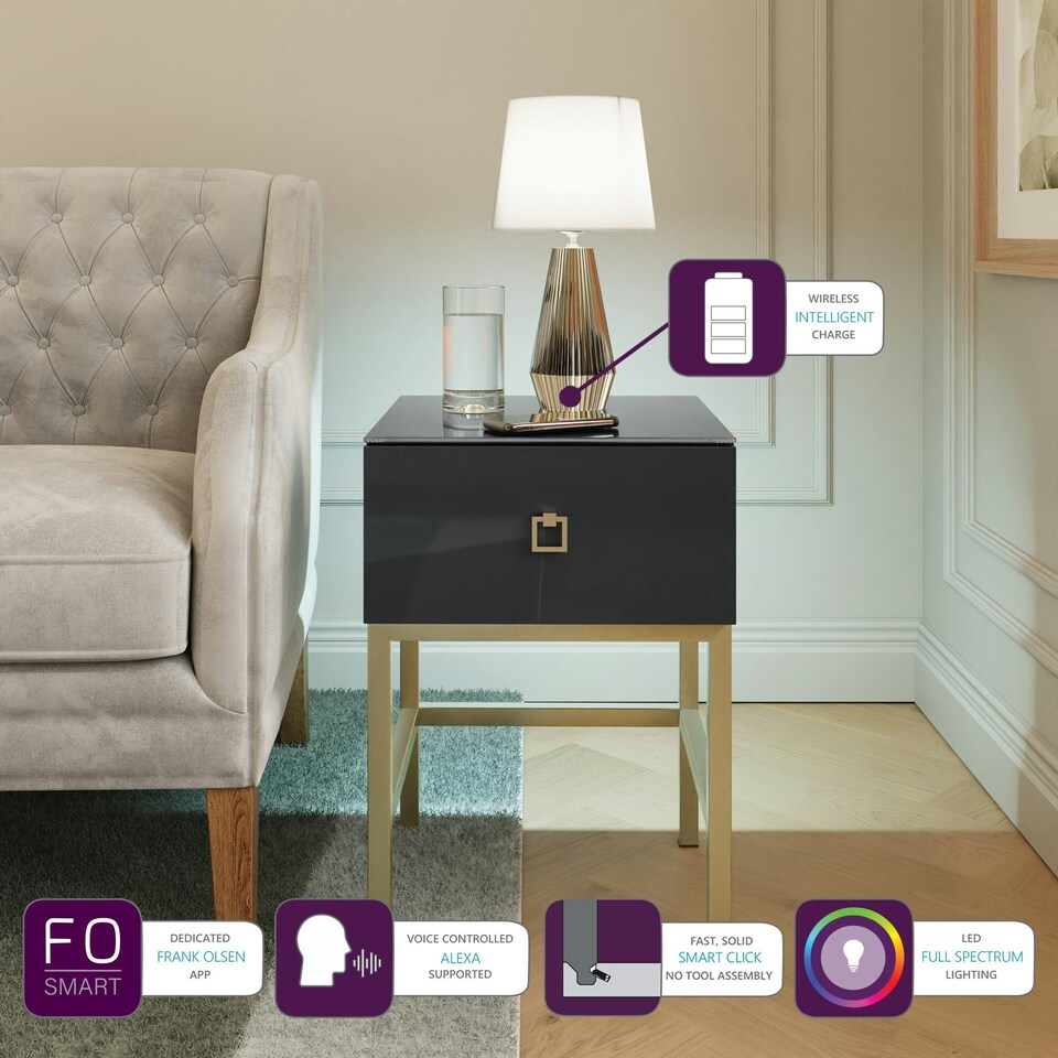 image 1 of Frank Olsen Lyra Lamp/side table Black | Midnight Onyx