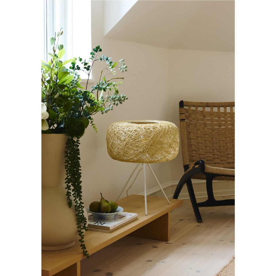 image 1 of Osram Decor Paper Bale Table Lamp E27 Beige Boho Style Bedside Desk Light