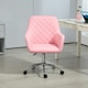 image 6 of Vinsetto Home Office Chair Leather-Feel Fabric Swivel Chair with Armrests Pink