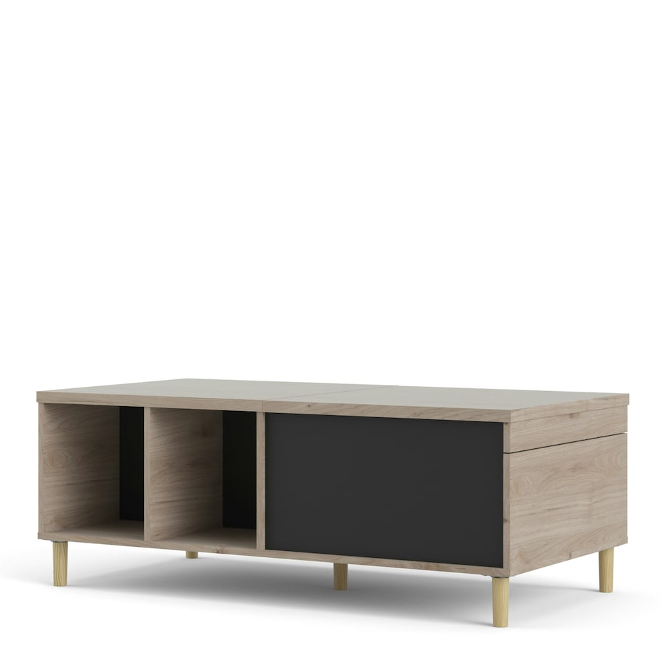 image 1 of Rome Coffee Table with Sliding Top in Jackson Hickory Oak and Matt Black