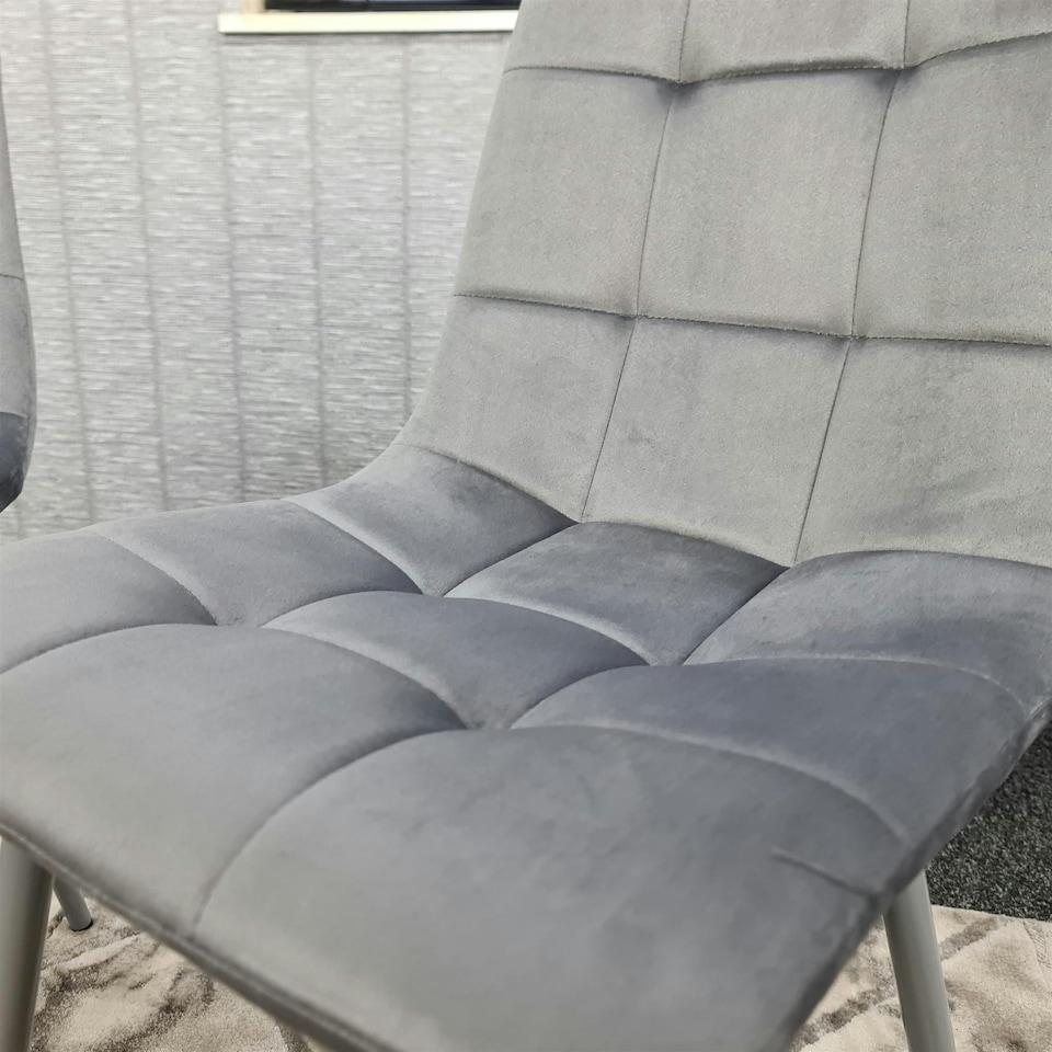 image 1 of Dining Chairs Set of 2 Grey Velvet Kitchen Chairs Grey