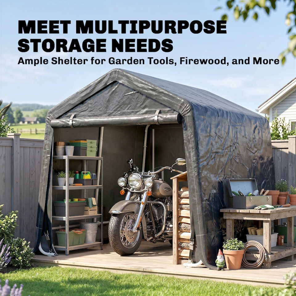 image 1 of Outsunny Outdoor Garden Storage Shed Waterproof Bike Tent w/ Zipper Doors