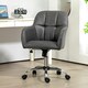 image 2 of HOMCOM Computer Desk Chair with PU Leather, Swivel Wheels, Grey
