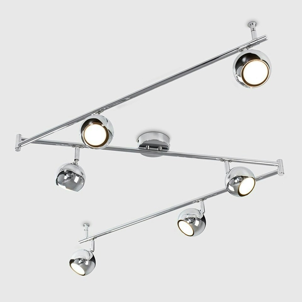 image 1 of ValueLights Retro Spotlight Polished Silver Spotlight and GU10 Spotlight LED 5W Warm White 3000K Bulb Chrome