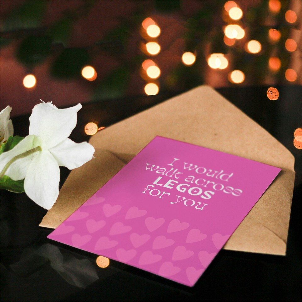 image 1 of I Would Walk Across Toy Blocks For You Funny Romance Anniversary Card